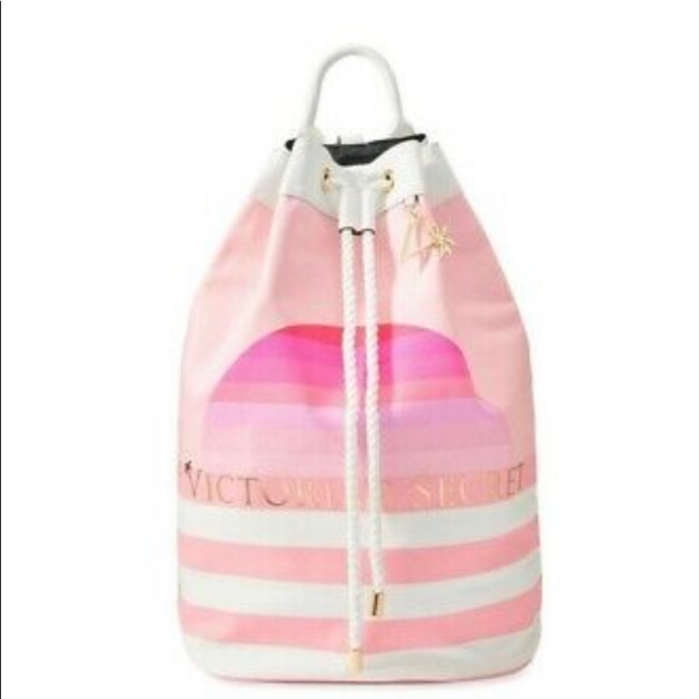 NWT Victoria Secret Striped Cinch Tote~backpack